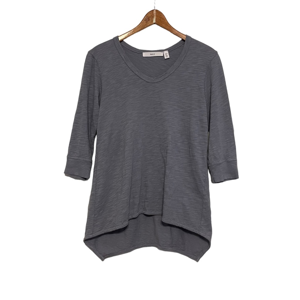 Wilt Heathered Blue 3/4 Sleeve Boyfriend Hi-Low V-Neck T-Shirt Size XS